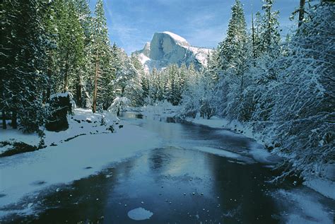 Half Dome And Merced River In Winter