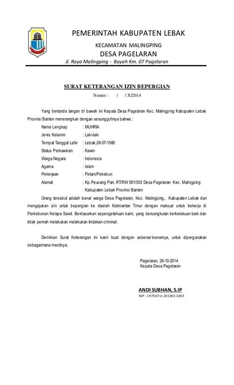 Surat Keterangan Pindah Penduduk Dari Kepala Desa | Kumpulan Contoh Surat