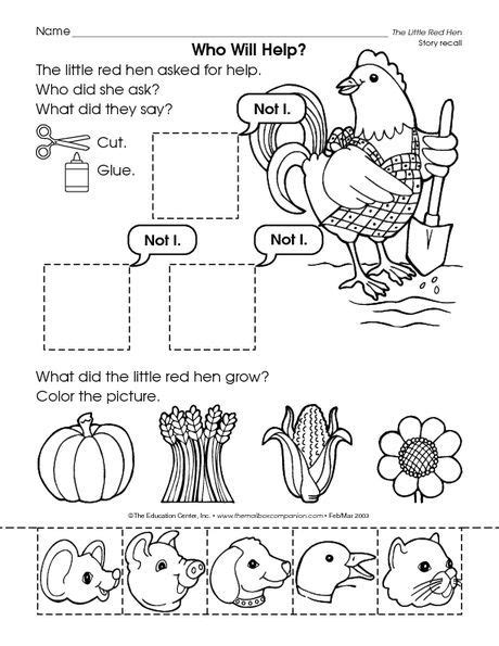 The Little Red Hen Free Printable Worksheets