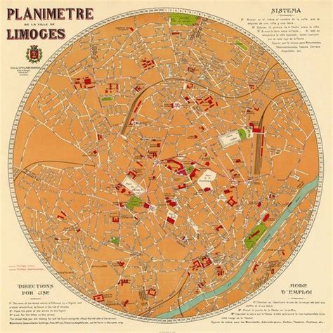 Map Of Limoges Vieille Carte De Limoges Vintage Map Fine Etsy Old
