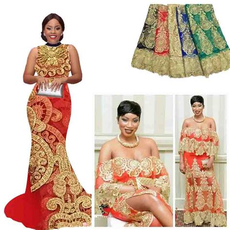 Buy Gold French Lace Style High Quality African Lace