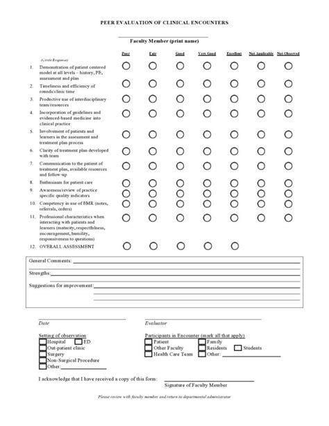 Free Peer Evaluation Forms Templates Printable Samples
