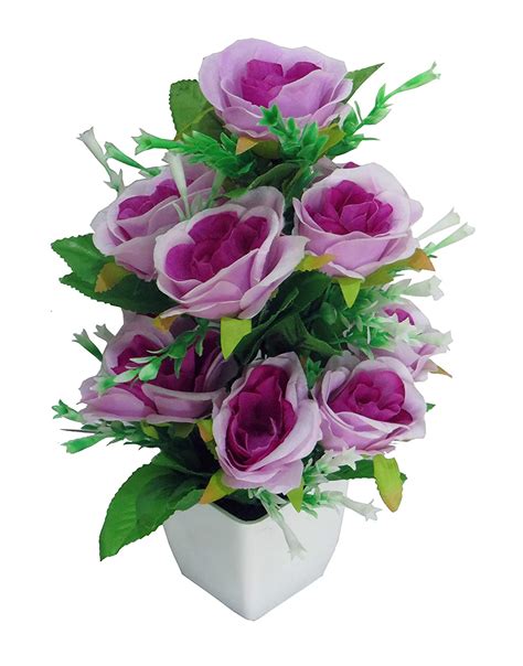 Buy Emani Artificial Flower Pot With Multicolor Rose Flower Flower