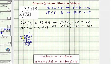 The procedure to use the remainder calculator is as follows: Find the Divisor Given a Quotient with a Remainder - YouTube