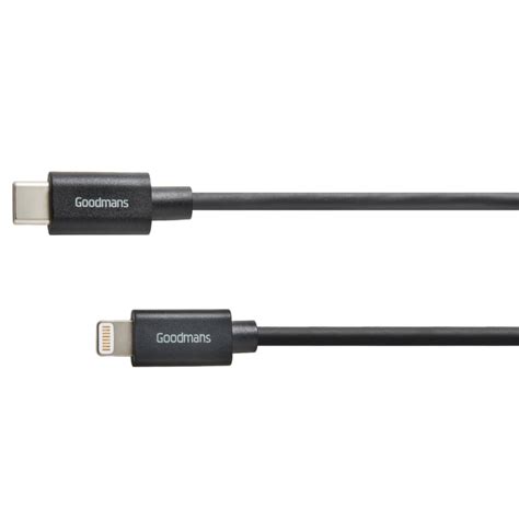 Goodmans Type C To Lightning Charge And Sync Cable 2m Black Bandm