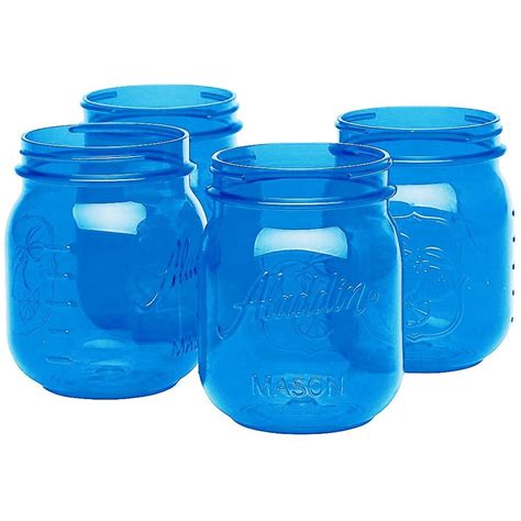Aladdin Mason Jar Glasses 4 Pack 16 Oz Mason Jar Glasses Mason Jars Blue Mason Jars