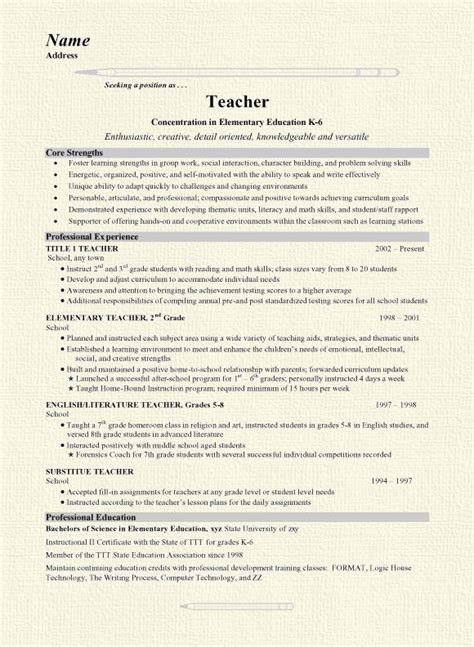 Grade School Teacher Teaching Resume Elementary Teacher Resume