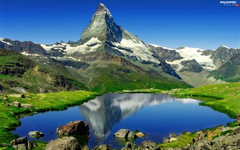 Switzerland Matterhorn Mountains Lake Full Hd Wallpapers 1920x1200