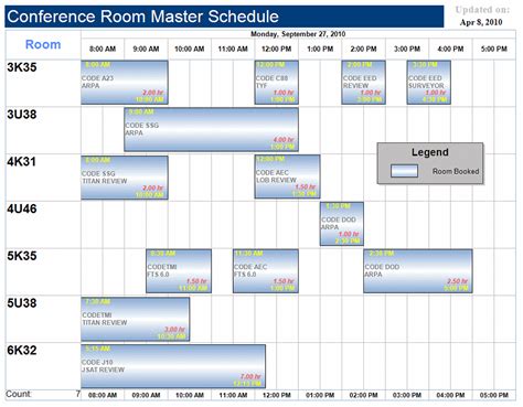 Weekly Conference Room Schedule Template Ambassade Mauritanie