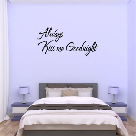 Bedroom Wall Decal Lips Vinyl Always Kiss Me Goodnight Quote Decor Jr767