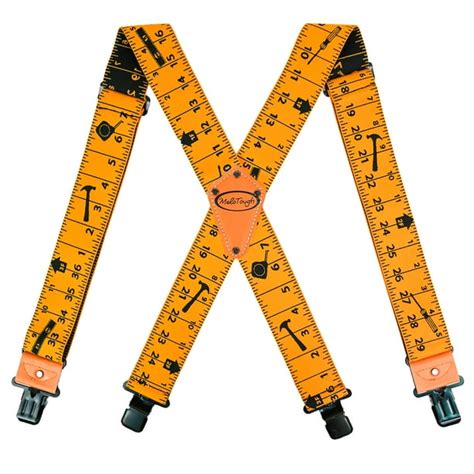 Tape Measure Suspenders 2 Wide Elastic Braces X Shape With