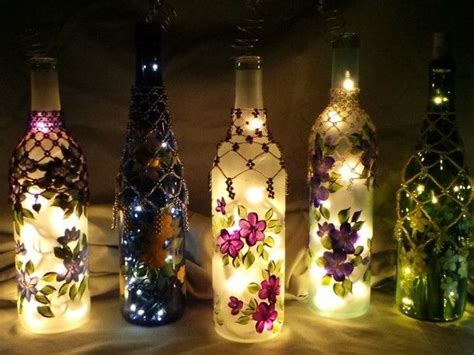 19 jute bottle decoration ideas/jute rope crafts/ diy home decor. Painted Wine Bottle Lighting Ideas | Bottles decoration ...