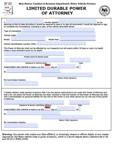 Free Printable Power Of Attorney Form New Mexico Printable Templates