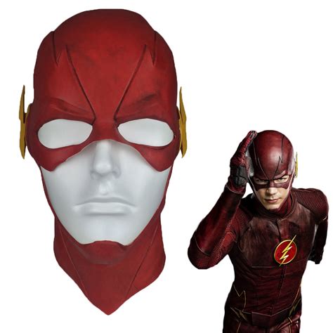 The Flash Barry Allen Mask Full Head Cosplay Prop Latex