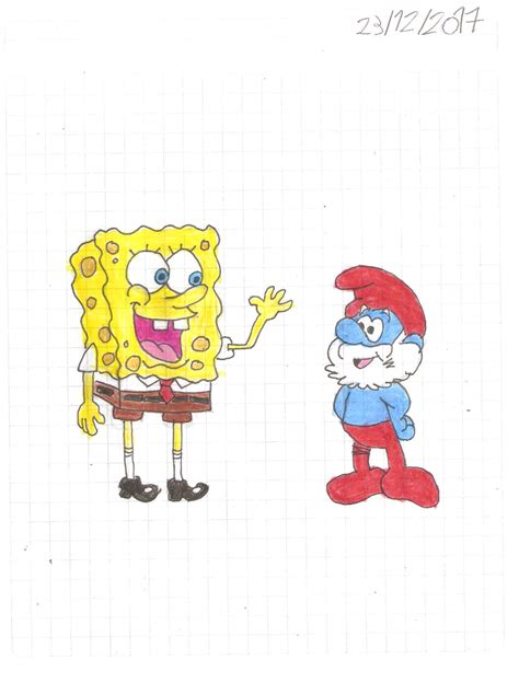 Spongebob Meeting Papa Smurf By Matiriani28 On Deviantart Papa Smurf