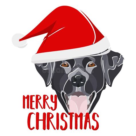 Illustration Dog Labrador Retriever Merry Christmas Stock Vector