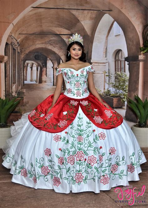 Charro Dress With Embroidered Roses 10194 Mexican Quinceanera Dresses Quinceanera Dresses