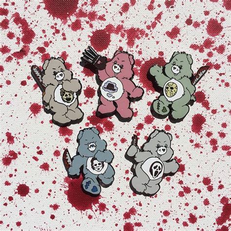 Classic Slashers Scare Bear Set Enamel Pin Horror Pin Care