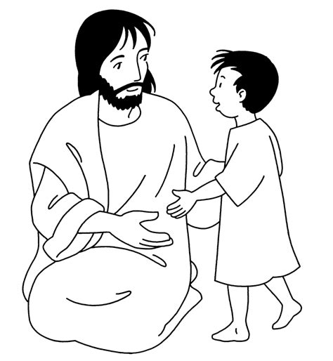 Coloriages Jésus Et Les Enfants