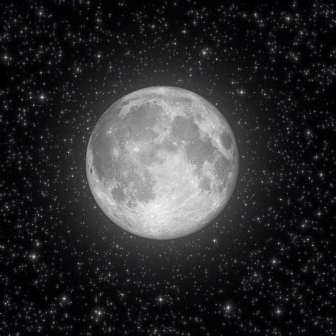 Luna Y Estrellas En El Cielo Azul De La Noche Imagen De Archivo