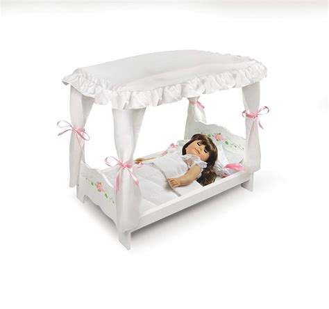 Badger Basket White Rose Doll Canopy Bed Fits American Girl Dolls