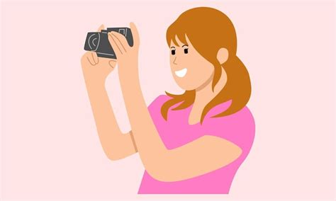 Mujer Tomando Fotograf As Con C Mara Digital Vector Premium