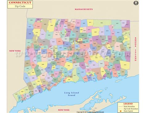 Buy Printed Connecticut Zip Code Map