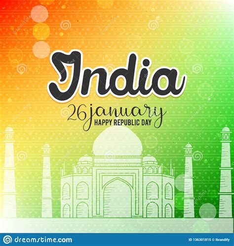 Indian Republic Day 26th January Background Stock Vector Illustration