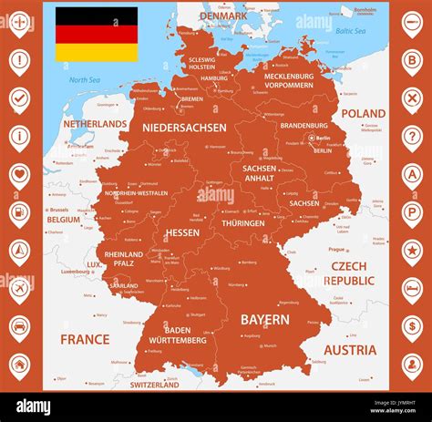 La Mappa Dettagliata Della Germania Con Le Regioni O Gli Stati E Le