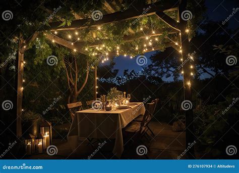 Twinkling Lights And Starry Night Sky Create A Romantic Setting For Al