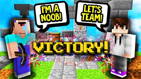 Helping Noobs Get Their Very First Win Minecraft Skywars Youtube