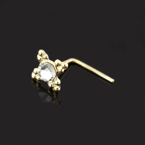 9ct Gold Nose Stud Boho Nose Stud Gemstone Nose Stud L Shape Etsy L