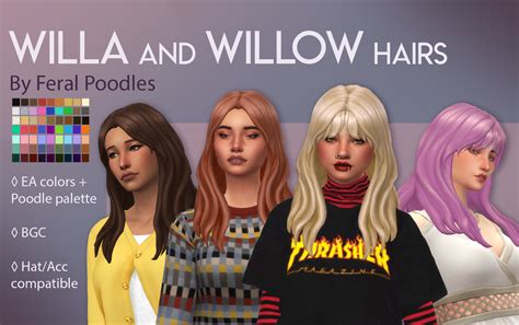 Willa And Willow Hairs At Feral Poodles Sims 4 Updates