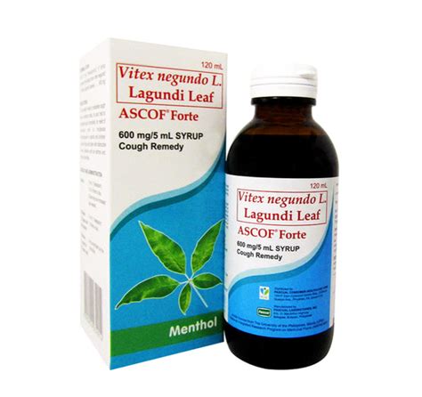 Ascof Lagundi For Adults 600mg5ml Menthol Flavored Syrup 120ml