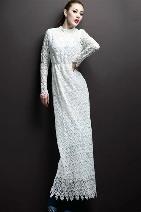 Elegant White Long Dresses Lace