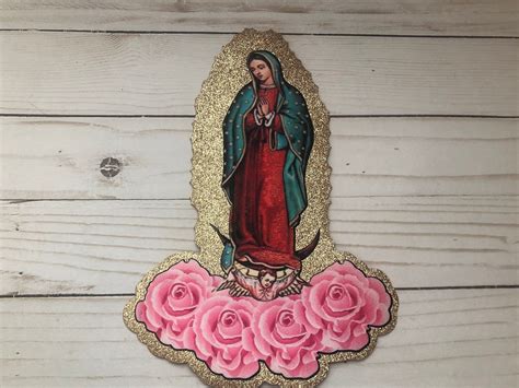 Virgin De Guadalupe Religious Gold Iron On Cross Patch Etsy Mexican