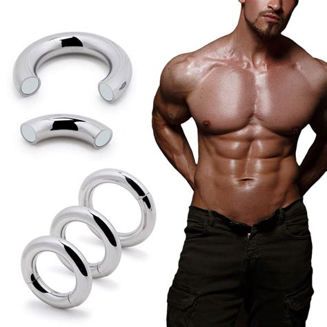 ball stretcher strong magnetic stainless steel weight men enhancer chastity ring ebay