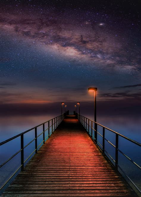 1536x2152 Ocean Pier Under Milky Way Sky 1536x2152 Resolution Wallpaper