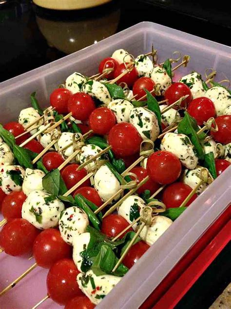 I love this idea as you are then freed up to enjoy your company so that is why i am bringing you 18 easy cold party appetizers. caprese kebabs • cherry tomatoes • mozzarella cheese [I ...