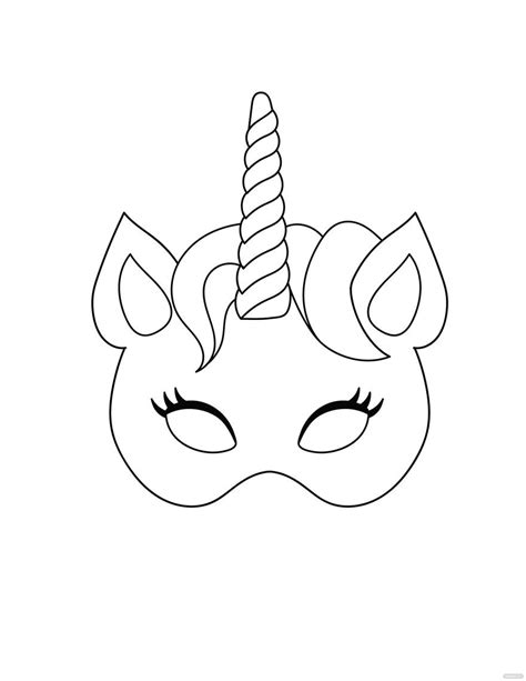 Unicorn Mask Coloring Page In Illustrator Pdf Svg  Eps Png
