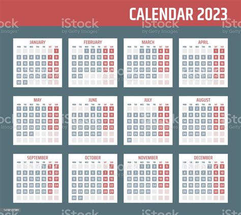 Calendar For 2023 Starts Monday Vector Calendar Design 2023 Year Stock