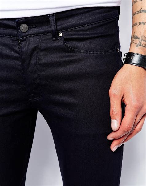 Lyst Asos Extreme Super Skinny Jeans In Coated Black In Black For Men