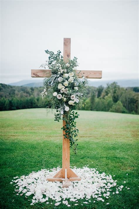 Wood Cross With Flowers Flower Vgh