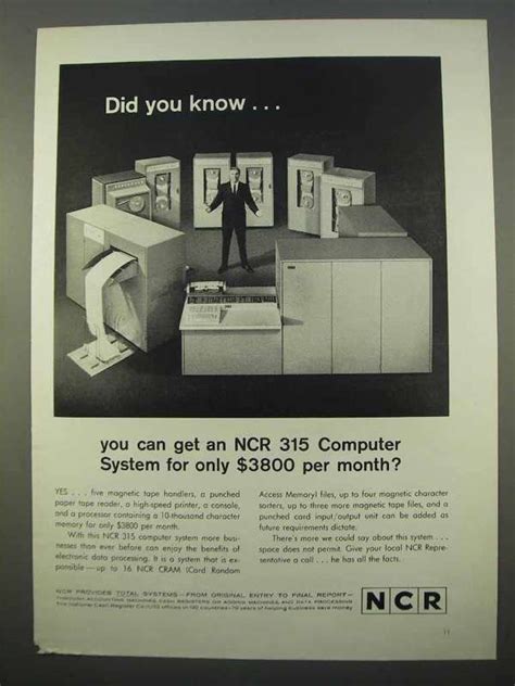 1963 Ncr 315 Computer System Ad Did You Know 1960 69