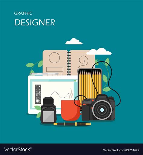 Graphic Designer Flat Style Design Royalty Free Vector Image