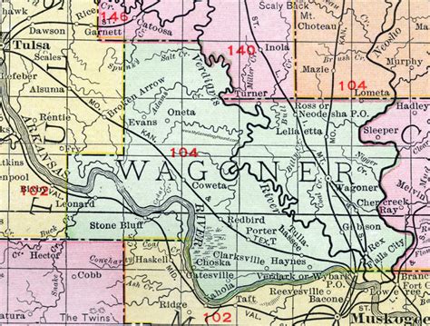 Wagoner County Oklahoma 1911 Map Rand Mcnally City Of Wagoner