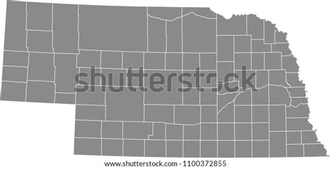 Stock Vektor „nebraska County Map Vector Outline Gray“ Bez Autorských