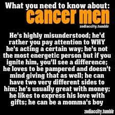 Cancer men have a tendency to stick to certain rules of behavior and courtship because it makes them feel a bit safer and more secure. DesTinYrocKs: Cancer Man