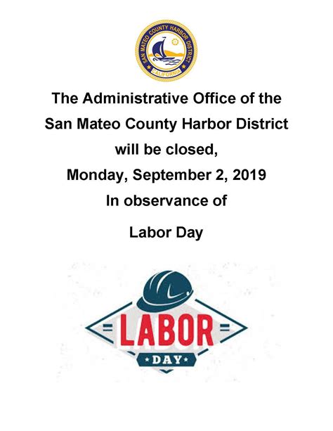 Office Closed Labor Day San Mateo County Harbor District