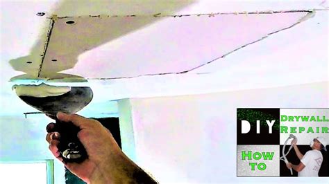 Some types of patches work better on ceilings and other work better on walls. How to repair a drywall ceiling hole fast and easy! - YouTube